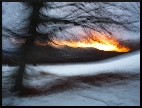 Paysages flous sous la neige